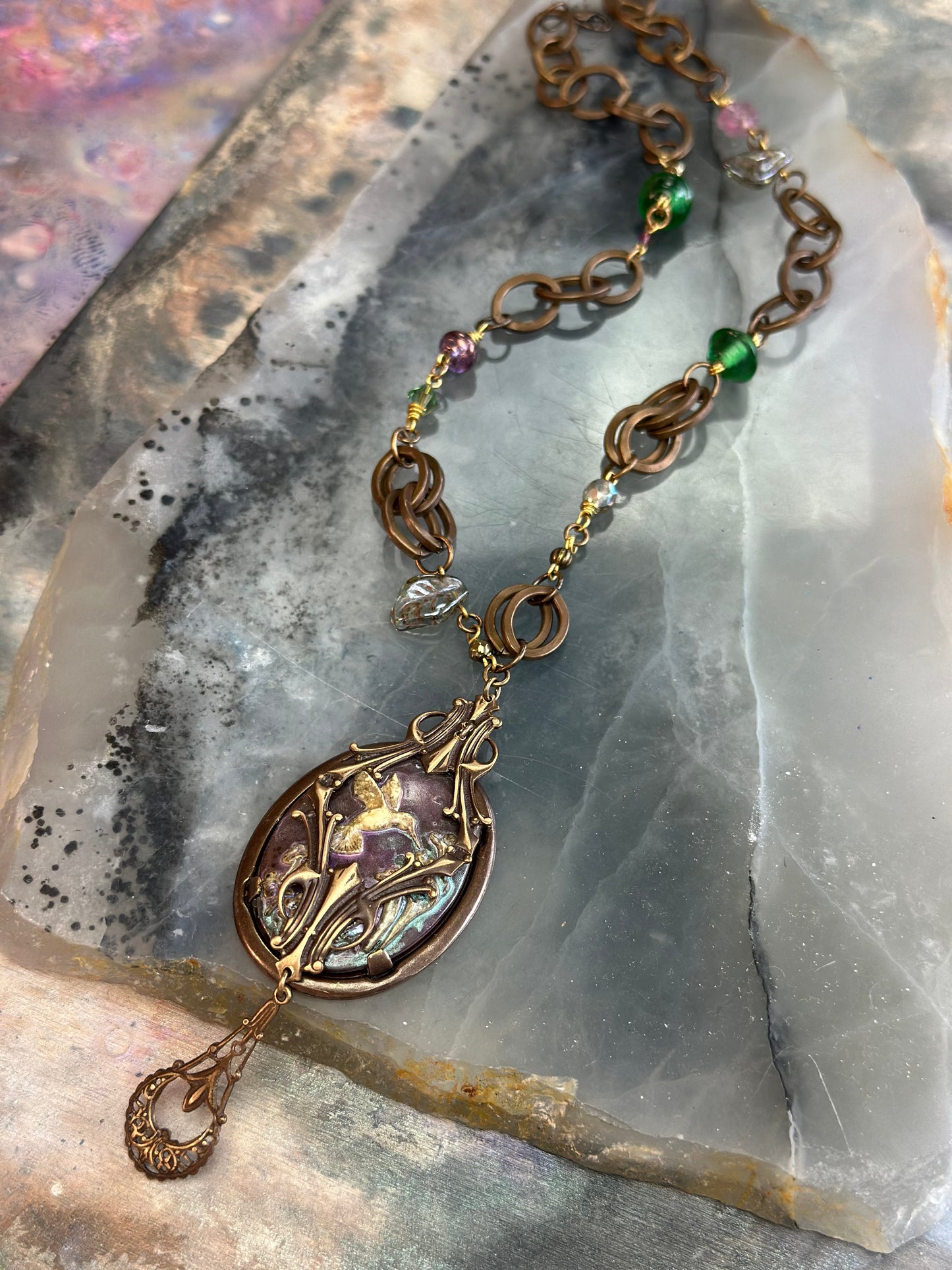Hummingbird Window Necklace Kit - Vintaj Design - 4/9/2025