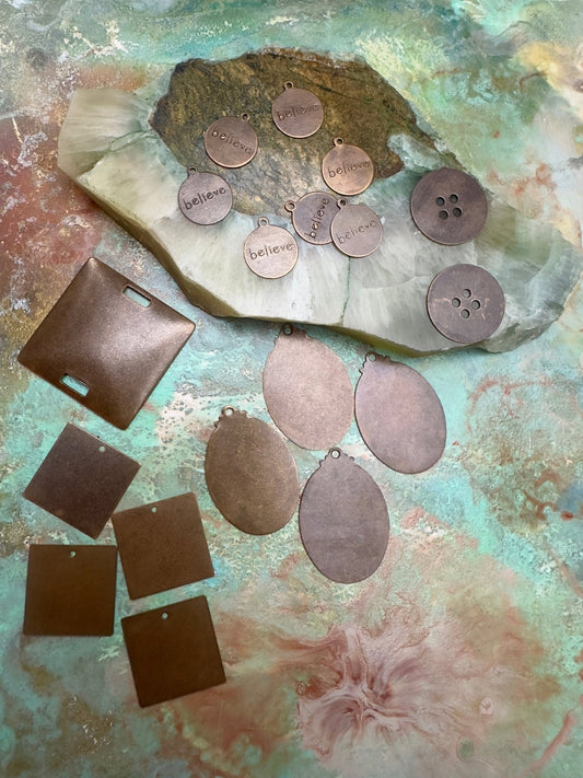 18 Pc Natural Brass Blanks MIX - Vintaj Design - 2/5/25 - Vintaj Live Shop