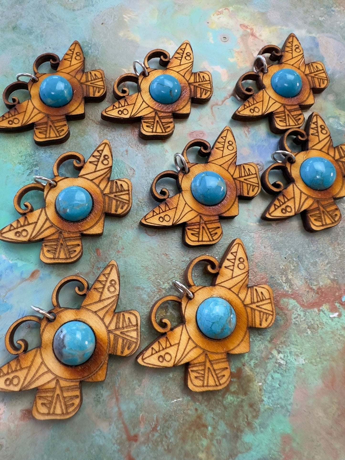 BULK UP - Desert Butterfly 8 Pcs Howlite Etched Pendant - Vintaj - 8/21 - Vintaj Live Shop ID