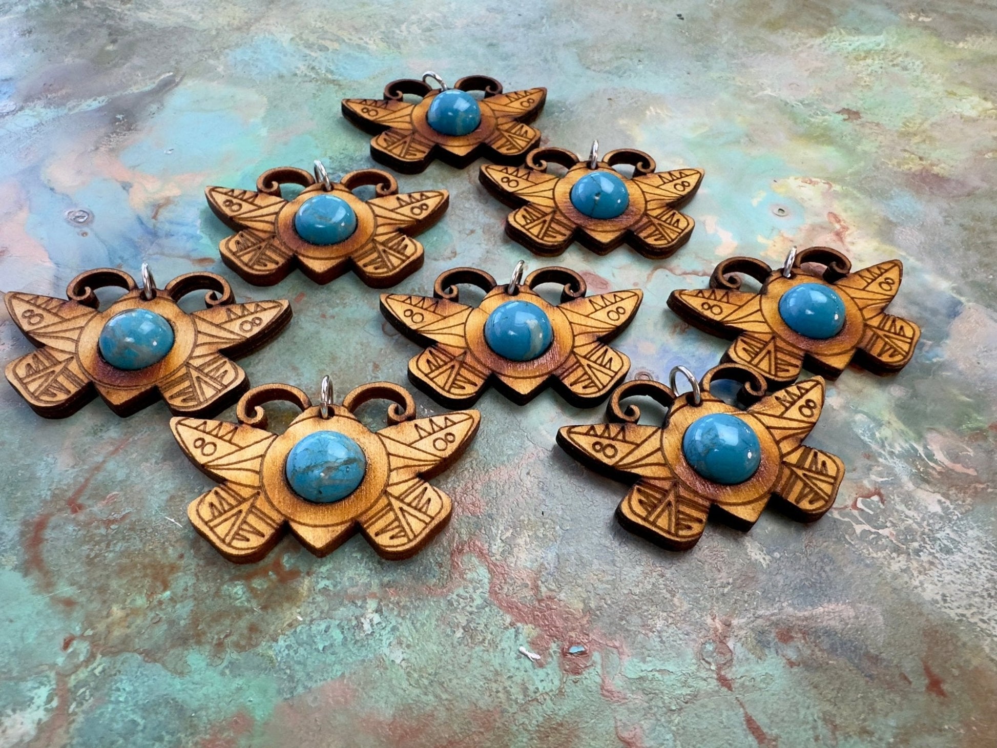 BULK UP - Desert Butterfly 8 Pcs Howlite Etched Pendant - Vintaj - 8/21 - Vintaj Live Shop ID