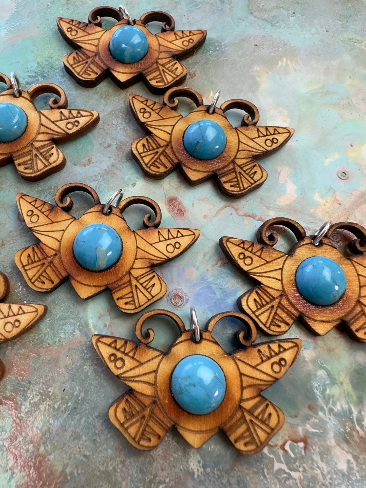BULK UP - Desert Butterfly 8 Pcs Howlite Etched Pendant - Vintaj - 8/21 - Vintaj Live Shop ID