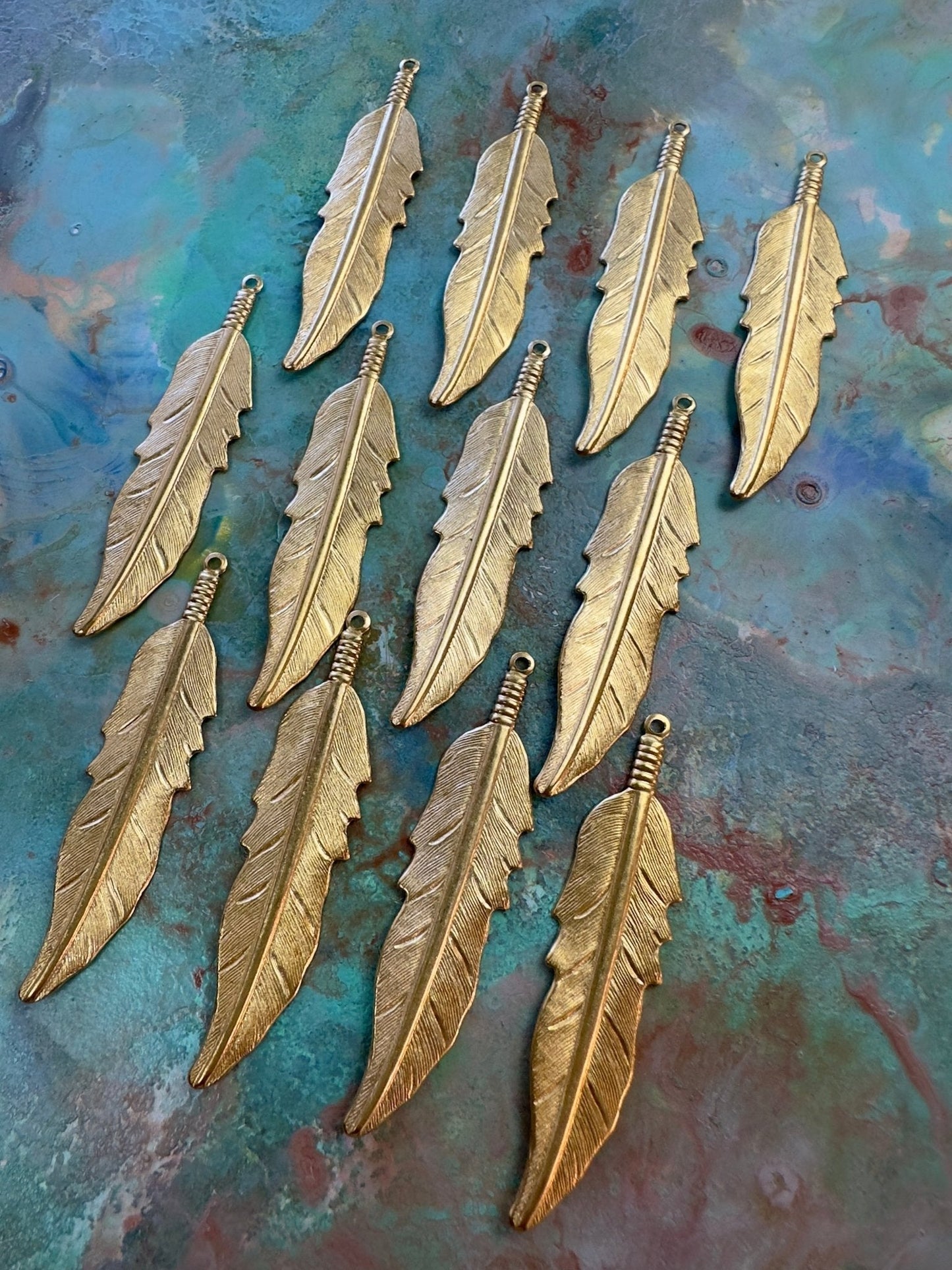 BULK UP - Native Feather 12 Pcs Pendants - Vintaj - 8/21 - Vintaj Live Shop ID