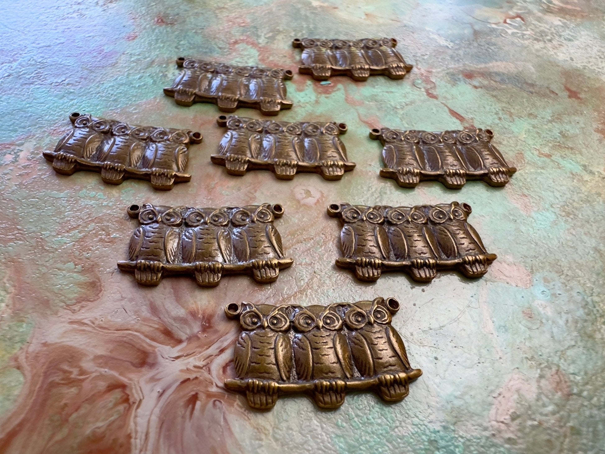 BULK UP - Owl Trio 9 Pcs Charms - Vintaj - 8/21 - Vintaj Live Shop ID