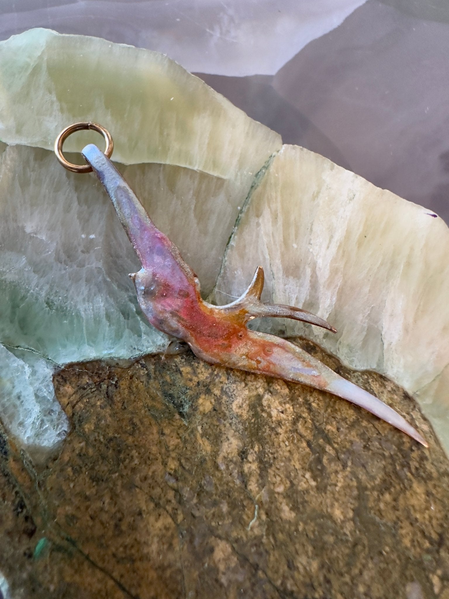Cold - Enameled Resin - Swooping Swallow Pendant - Vintaj Idaho Design - 7/23/2025 - Vintaj Live Shop ID