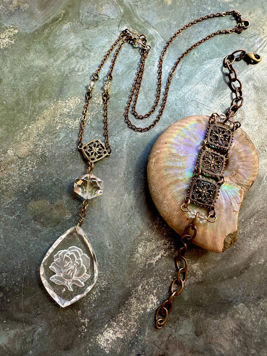 Crystal Intaglio Garden - Vintage Necklace & Bracelet Kit - Vintaj Idaho Design - 9/16/2025 - Vintaj Live Shop ID