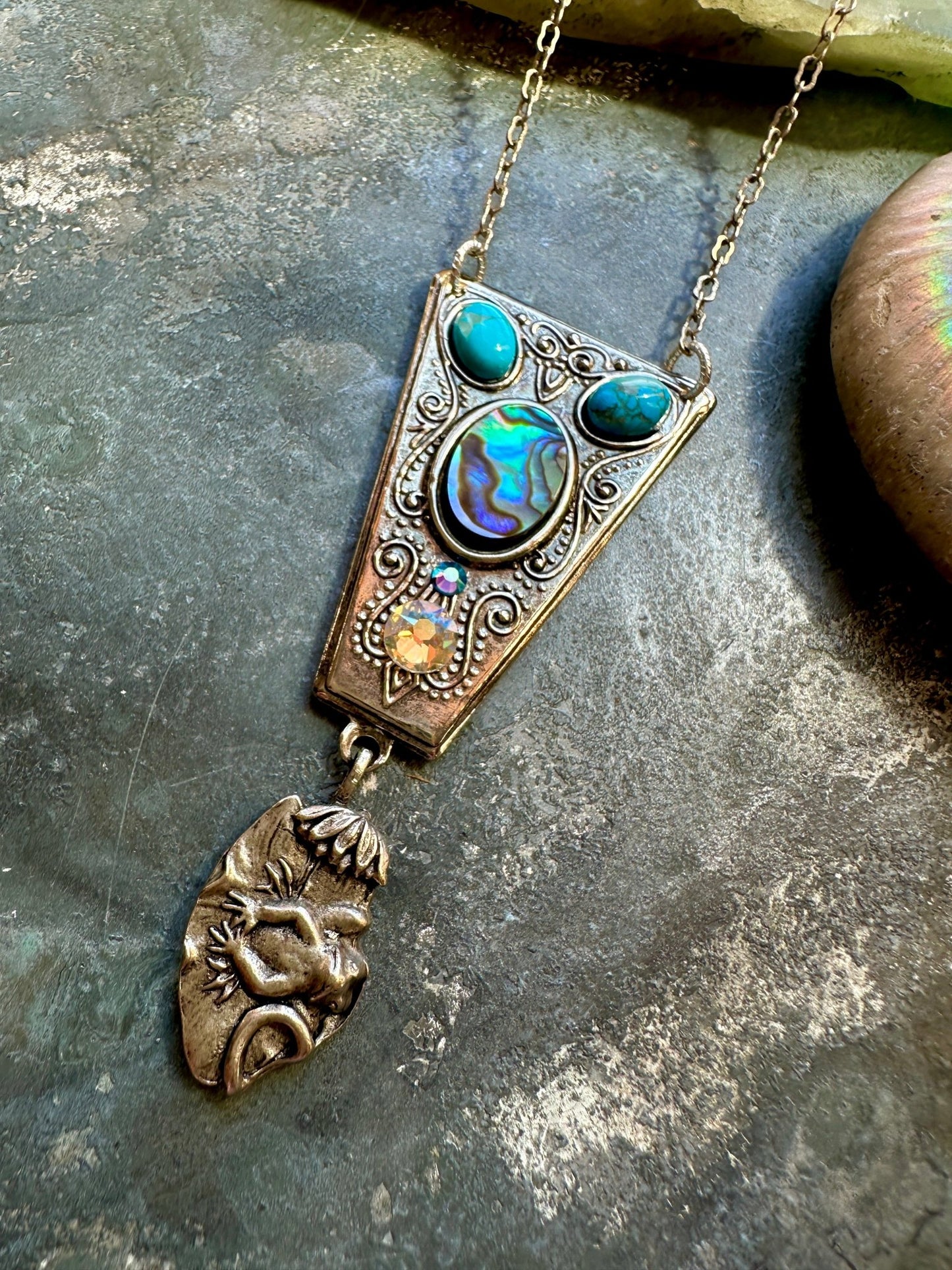 Frog Princess - Handmade Finished Necklace - Vintaj Idaho Design - 9/10/2025 - Vintaj Live Shop ID