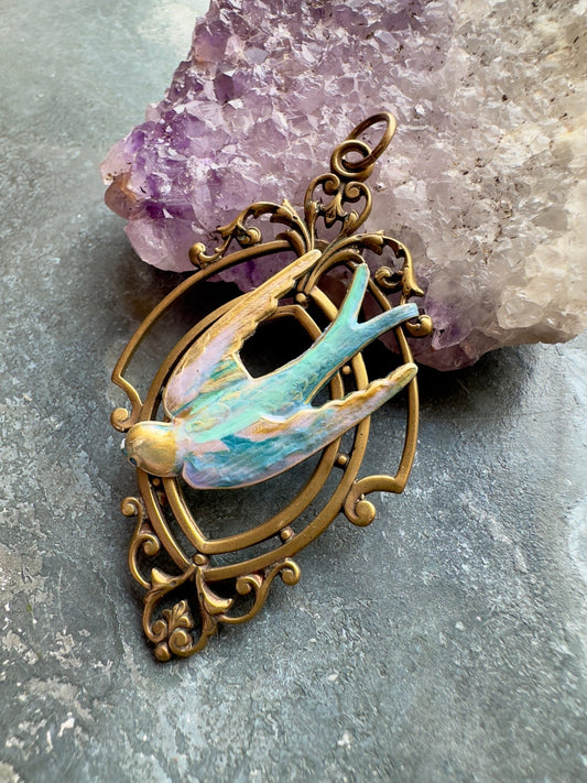 Looking - Glass Lark Finished Pendant - Vintaj Idaho Design - 8/6/2025 - Vintaj Live Shop ID