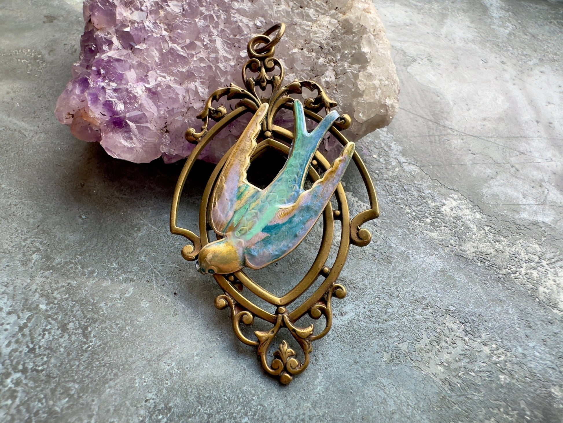 Looking - Glass Lark Finished Pendant - Vintaj Idaho Design - 8/6/2025 - Vintaj Live Shop ID