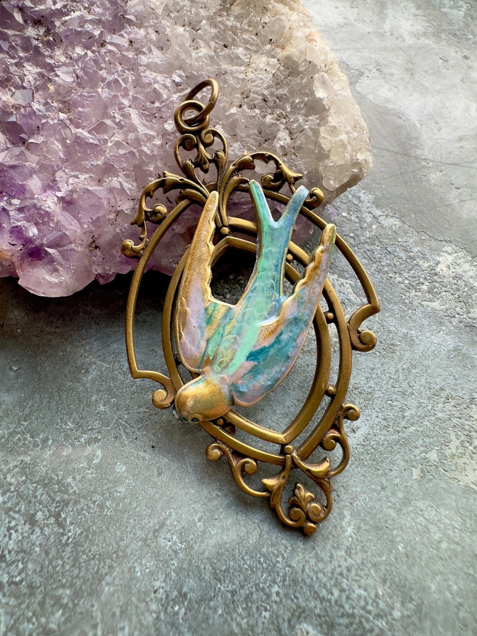 Looking - Glass Lark Finished Pendant - Vintaj Idaho Design - 8/6/2025 - Vintaj Live Shop ID