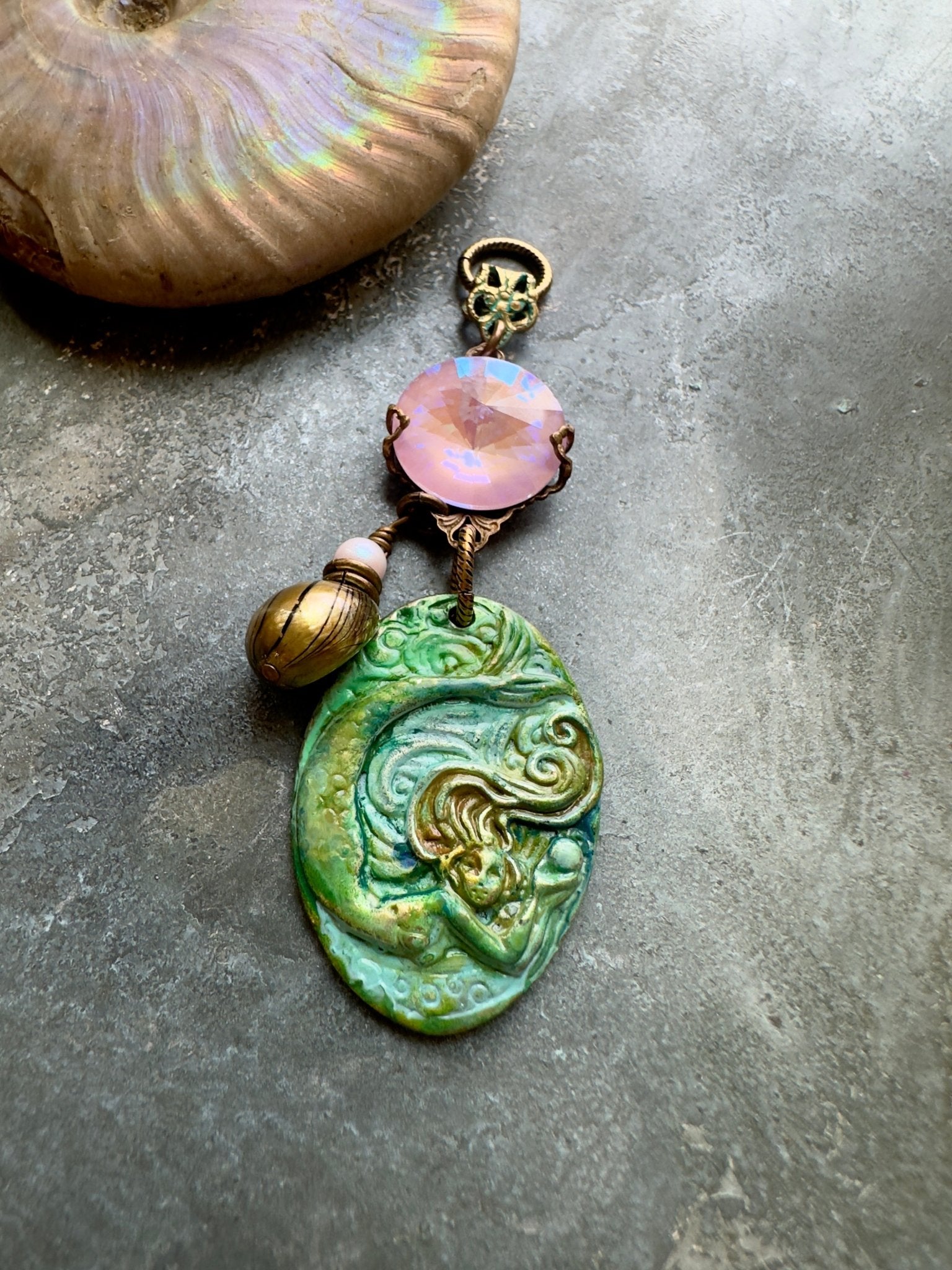 Mermaid’s Magical Pearl - Handmade Finished Pendant - Vintaj Idaho Design - 9/6/2025 - Vintaj Live Shop ID