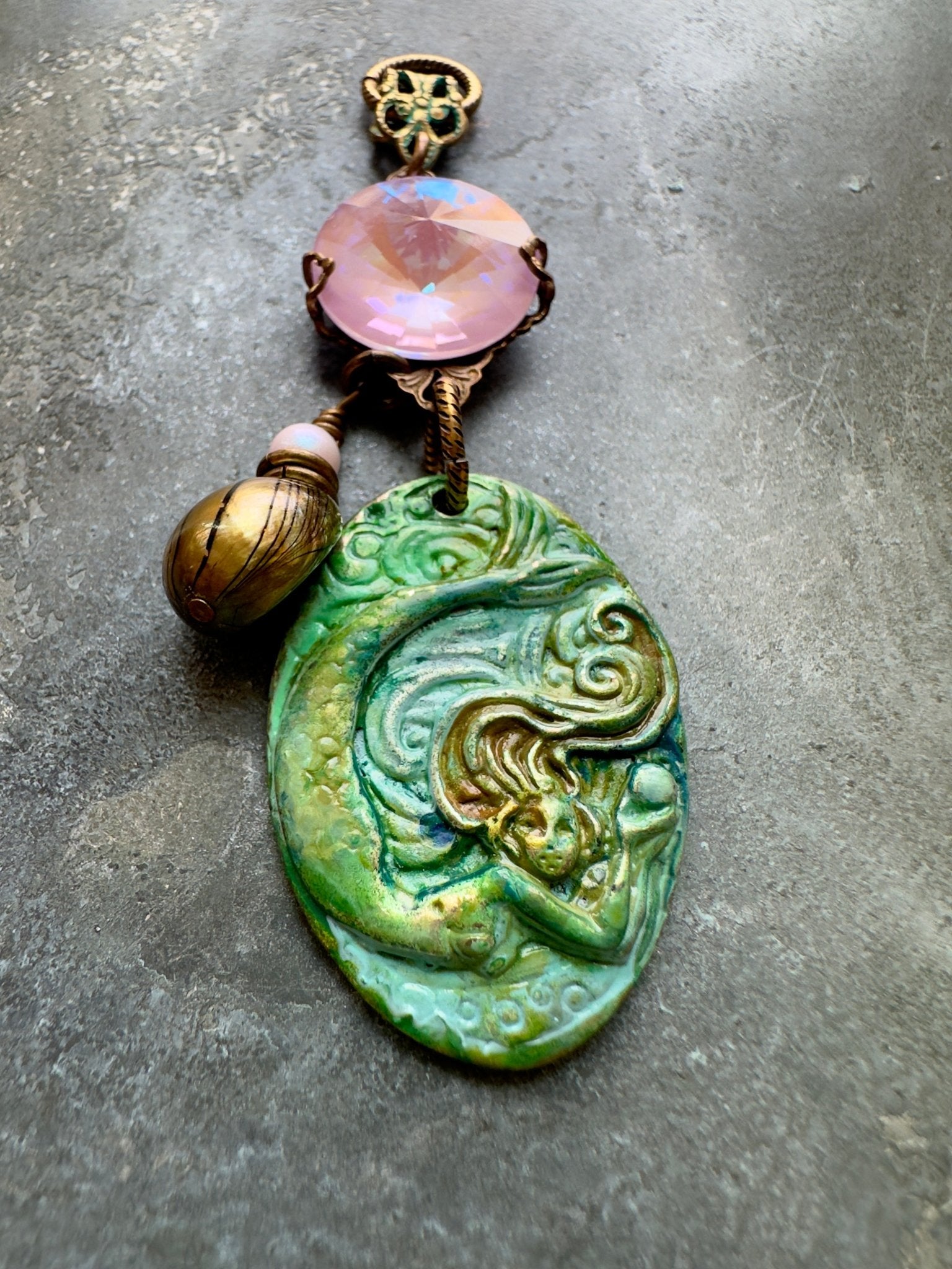 Mermaid’s Magical Pearl - Handmade Finished Pendant - Vintaj Idaho Design - 9/6/2025 - Vintaj Live Shop ID