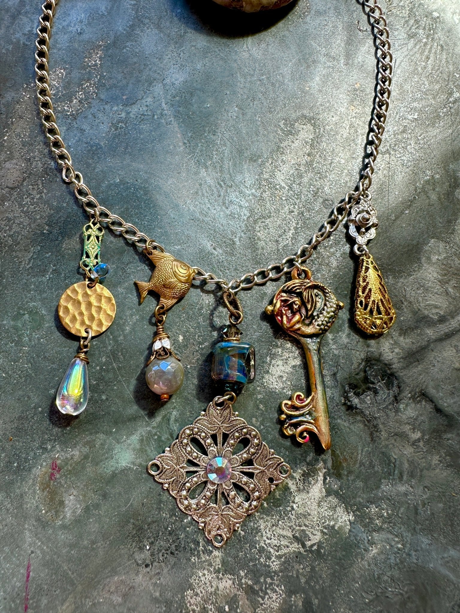 Siren's Stash - Handmade Finished Necklace - Vintaj Idaho